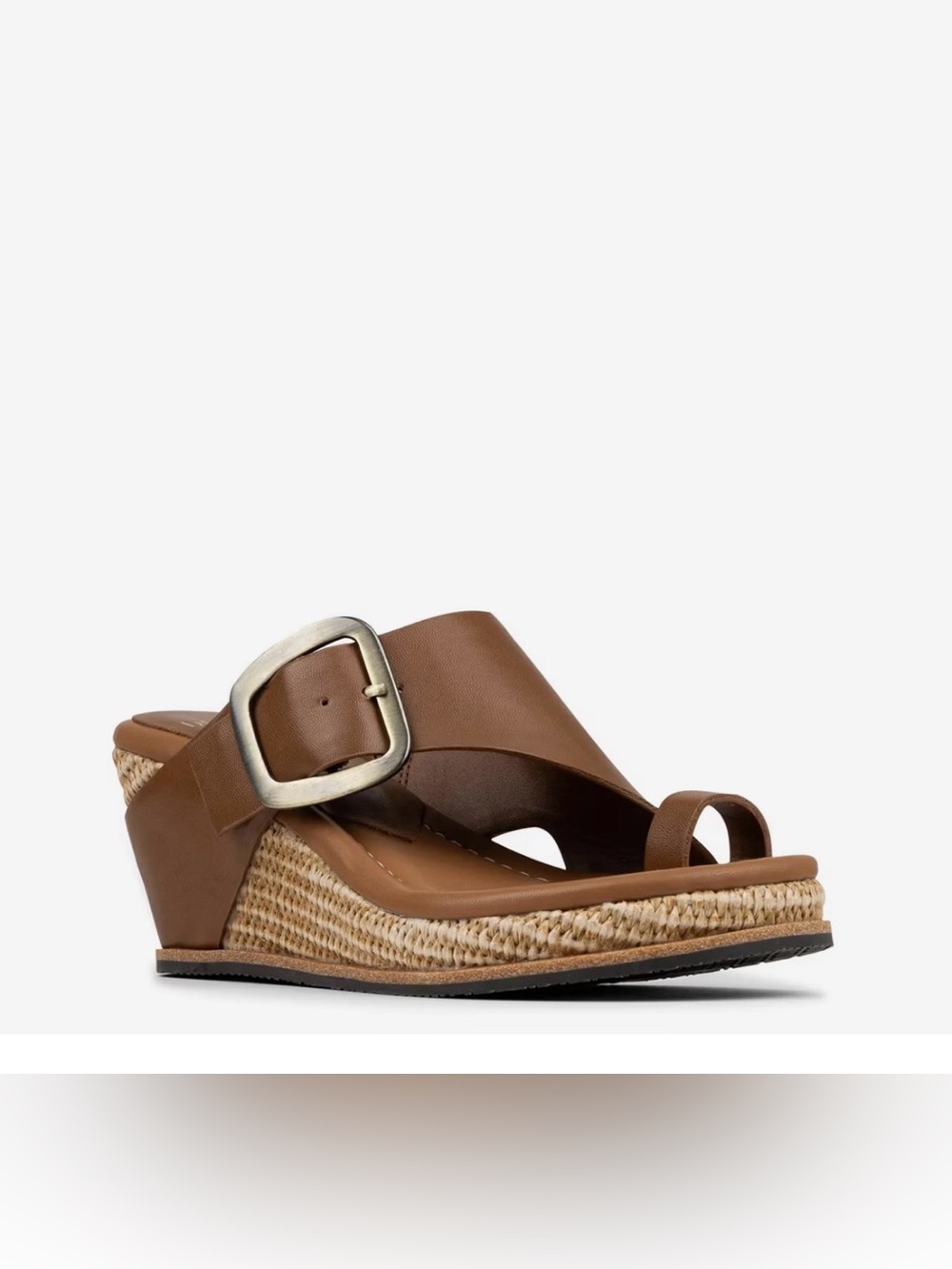 Donald J. Pliner | Brown Leather Wedge Sandal with Buckle